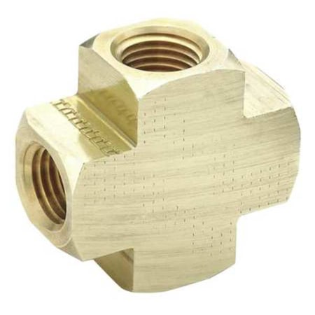 Parker 2205P-2 - Cross Brass Dryseal Pipe Fitting, 1/8 in Female NPT X 1/8 in Female NPT