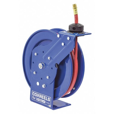 Coxreels P-LP-325 - Spring Return Hose Reel, 3/8 in Hose Diameter, 25 ft Length, 300 psi Max. Pressure, Brass, Blue