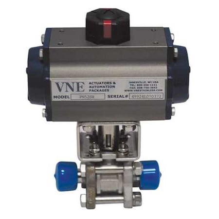 Vne 90C2.5C/115-5SC-XX - 2-1/2" Compr Stainless Steel Pneumatic Ball Valve Inline