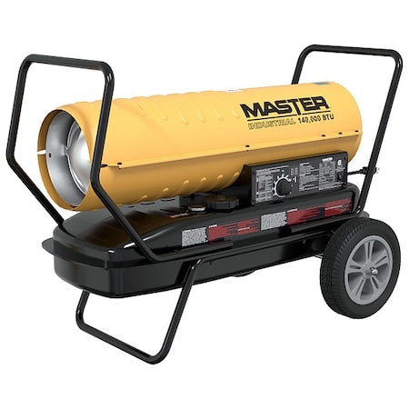 Master 140TMHD-KFA - Portable Oil and Kerosene Torpedo Heater, Diesel, Kerosene, 540 cfm, 3,500 sq ft Heat Area 10 gal
