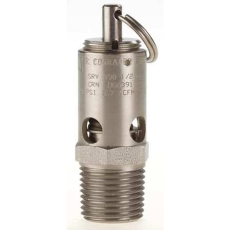 Conrader SRV390-1/2-V-SS-250 - Safety Valve,Soft Seat,1/2 In,250 PSI,SS