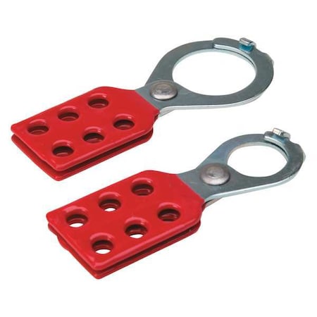 Brady 105718 - Lockout Hasp, Red, Steel, 6 Max. No. of Padlocks, 67/200 in Max. Shackle Dia.