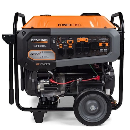 Generac 7705 - Portable Generator, Conventional, Gasoline, 15,500 W Rated, 19,300 W Surge, Electric Start, 120/240 V AC