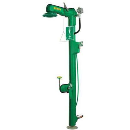 Haws 8317CTFP - Shower with Eyewash, Floor Mount, Stainless Steel Pipe, 95 1/2 in H, No Bowl Bowl, Green