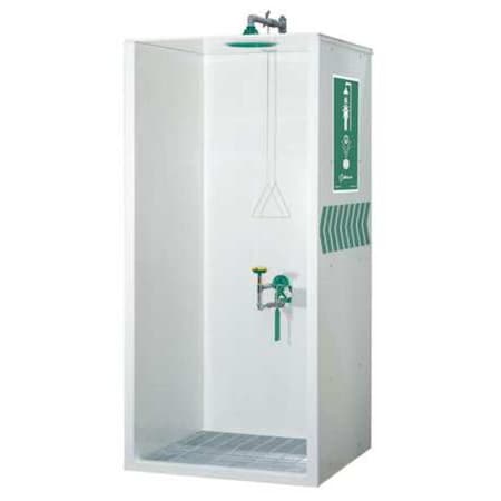 Haws 8605WC - Shower with Eyewash, Floor Mount, Galvanized Steel Pipe, 92 H, No Bowl Bowl, White