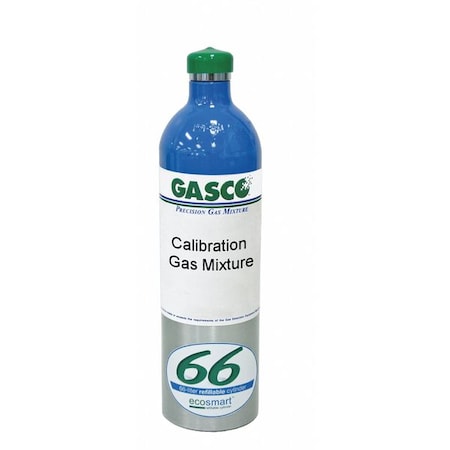 Gasco 66ES-450 - Calibration Gas, Carbon Monoxide, Hydrogen Sulfide, Methane, Nitrogen, Oxygen, 66 L, +/-5% Accuracy