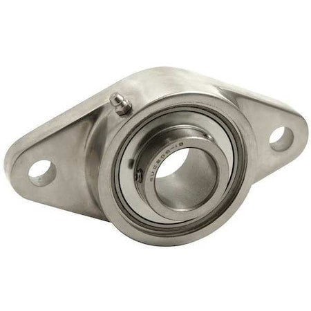 Tritan 2101100015 - 2 Holes, Oval Housing, 2 Bolt Flange Bearing, Radial Ball, 1.1875 in Dia, Stainless Steel, Set Screw
