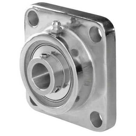 Tritan 2101100162 - 4 Holes, 4 Bolt Flange Bearing, Radial Ball, 1-1/4 in Dia, Stainless Steel, Set Screw