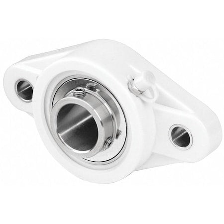 Tritan 2101100133 - 2 Holes, Oval Housing, 2 Bolt Flange Bearing, Radial Ball, 1-1/2 in Dia, Stainless Steel, Set Screw