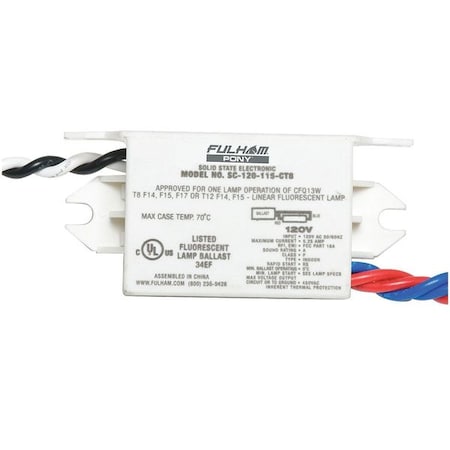 Fulham SC-120-115-CT8 - Fluorescent Ballast,Rapid,Sugar Cube,1 PK