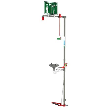 Hughes Safety Showers 18GS85G - Combination Shower, Floor Mount, Stainless Steel Bowl, Stainless Steel Pipes