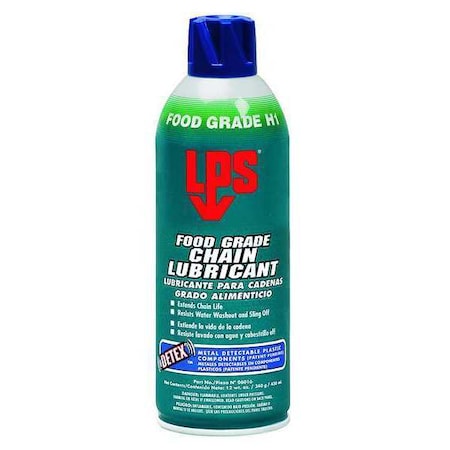 Lps 06016 - Food Grade Chain Lubricant with Detex, H1 Food Grade, 12 oz, Aerosol Can