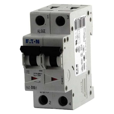 Eaton FAZ-D1/2 - Circuit Breaker, FAZ Series, 1 A, 2 Pole, 277/480 V AC, 15k A at 415 V AC, D Curve