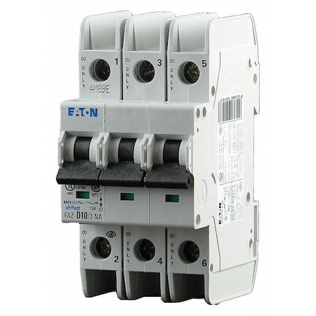 Eaton FAZ-C10/3-NA - IEC Miniature Circuit Breaker, FAZ-NA Series, 10 A, 3 Pole, 277/480 V AC, 10k A at 277/480 V AC