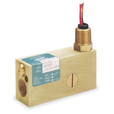 Gems Sensors FS-10798, 25366 - 1/2" FNPT SPDT Air Flow Switch 3 to 160 scfm