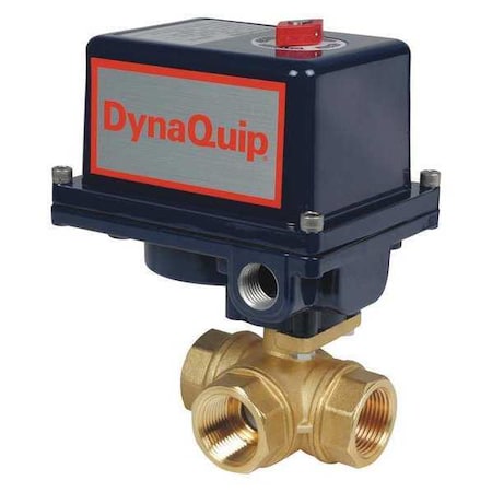 Dynaquip Controls EYHG4AUE20 - 3/4" FNPT Brass Electronic Ball Valve 3-Way