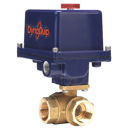 Dynaquip Controls EYHG5AUE25 - 1" FNPT Brass Electronic Ball Valve 3-Way, Port: Standard L