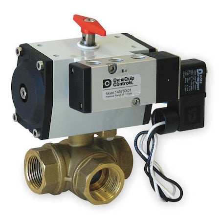 Dynaquip Controls PYHG8AUUSR1059A - 2" FNPT Brass Pneumatic Ball Valve 3-Way