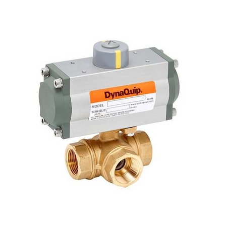 Dynaquip Controls PYHG3AUUSR0209A - 1/2" FNPT Brass Pneumatic Ball Valve 3-Way