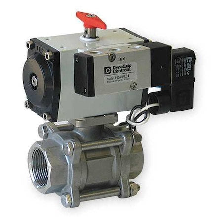 Dynaquip Controls P3S27AJUSR0489A - 1-1/2" FNPT Stainless Steel Pneumatic Ball Valve Inline