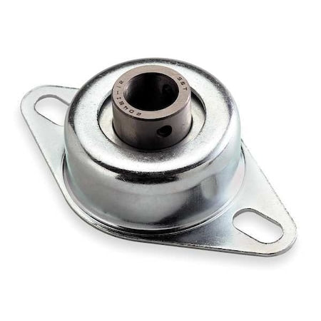 Dayton 1A403 - 2 Holes, Rhombus Housing, Flange Mount Bearing, Radial Ball, 1 in Dia, Steel, Set Screw
