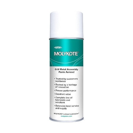 Molykote 12082593 - Lubricant, 13.5 oz, Aerosol Spray Can, Mineral Oil Base, 750 Degrees F Max Op Temp, Black