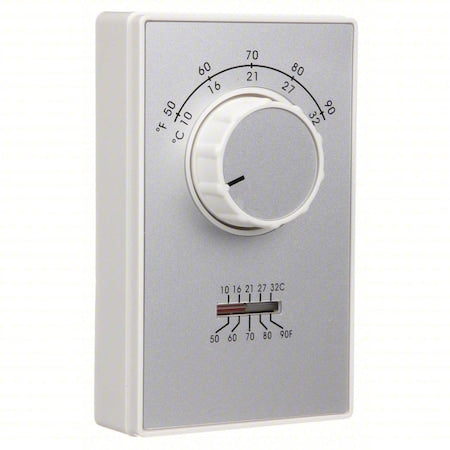 Columbus Electric ETD9STGS - Line Voltage Mechanical Thermostat For Wall, 50 to 90 Degree Analog Dial, Cool/Heat/Off, White