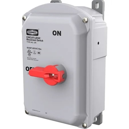 Hubbell Wiring Device-Kellems HBLDS100AC - Disconnect Switch, Nonfusible, 3 PST, Three Phase, NEMA 4 X, Indoor/Outdoor, PBT