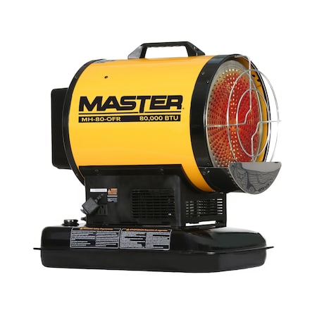 Master MH-80-OFR - Portable Oil and Kerosene Torpedo Heater, 80,000 Btu H, Diesel, Kerosene, 2,000 sq ft Heat Area
