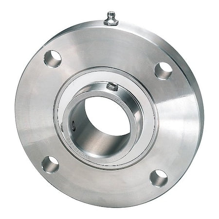 Iptci SUCSFCS207-23 IP69K - 4 Holes, Circular Housing, Flange Mount Bearing, Radial Ball, 1-7/16 in Dia, Stainless Steel, Set Screw