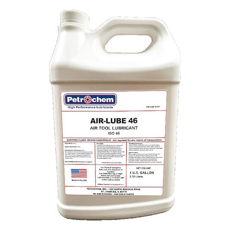 Petrochem AIR-LUBE 46 - Lubricant, 1 gal, Jug, Mineral Base, 420 Degrees F Max Op Temp, Colorless