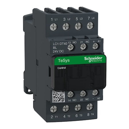 Schneider Electric LC1DT40BL - IEC Magnetic Contactor, 1 NC/1 NO, 24 V DC, 4 P, Non-Reversing, Screw Clamp