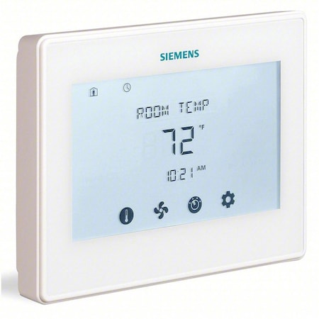 Siemens RDY2000 - Line Voltage Thermostat, Digital Touch Screen, Wall Mount, 24 V AC, White