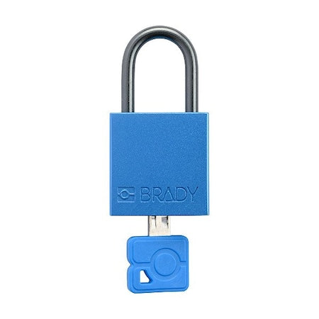 Brady CPAL-BLU-25ST-KD - Lockout Padlock, Keyed Different, Aluminum, Blue, 1 in Shackle Height, 1 1/4 in Body Width