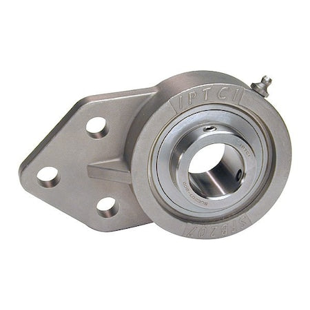Iptci SUCSFB204-12 - 3 Holes, Flange Bracket Housing, Flange Mount Bearing, Radial Ball, 3/4 in Dia, Stainless Steel, Set Screw
