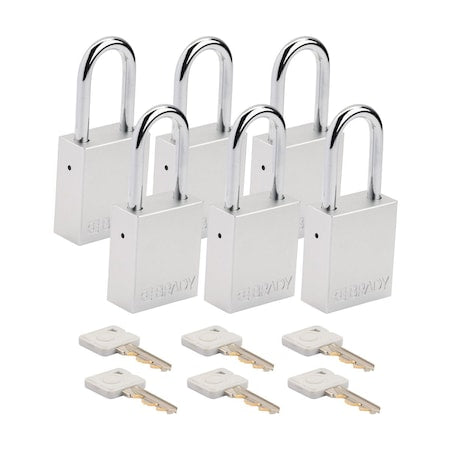 Brady SDAL-WHT-38ST-KA6 - Velocity Lockout Padlocks Aluminum 1.5in Shackle Clearance KA White 6 PK