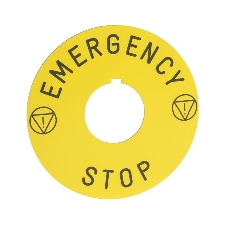 Schneider Electric 9001KN9330 - Legend Plate,Emergency Stop,Blk/Ylw,Round