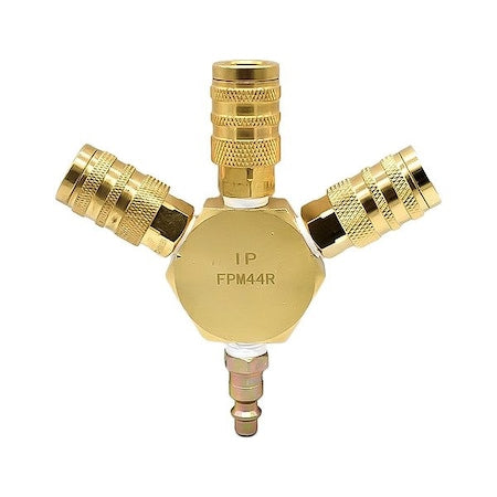 Interstate Pneumatics FPM44R-KH4BS - Pipe Manifold Fitting, Brass, 1/4 in