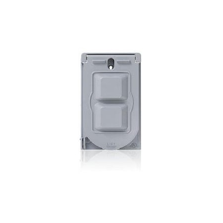 Leviton WM1V-GY - Weatherproof Cover, 2-27/32 in W, 4-5/8 in H, ,Aluminum