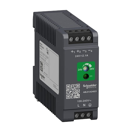 Schneider Electric ABLS1A24021 - Power Supply, 100 to 240 V AC, 24 V DC, 50 W, 2.1 A, DIN Rail
