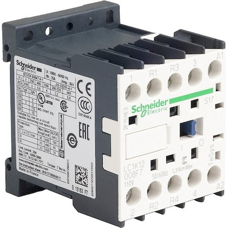 Schneider Electric LC1K12008F7S17 - IEC Magnetic Contactor,110 VAC Coil,12 A