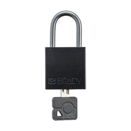 Brady CPAL-BLK-25ST-KD - Lockout Padlock, Keyed Different, Aluminum, Black, 1 in Shackle Height, 1 1/4 in Body Width