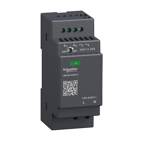Schneider Electric ABLM1A24012 - Power Supply, 100 to 240 V AC, 24 V DC, 30 W, 1.25 A, DIN Rail