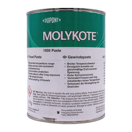 Molykote 4045292 - Anti-Seize, Can, 2.2 lb, Copper Base, 1202 Degrees F Max Op Temp, Paste