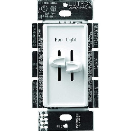 Lutron S2-LFSQ-WH - Fan/Light Control Dual Slide,120 V,1 Pole