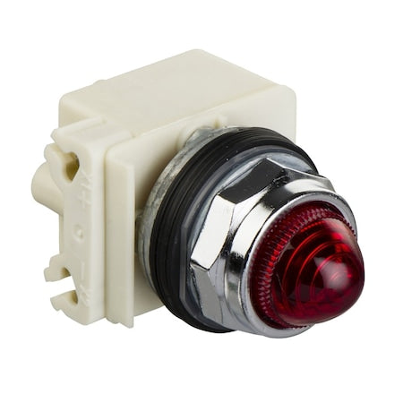 Square D 9001KP7LRR9 - Pilot light, Harmony 9001 K, metal, polycarbonate, domed, red, 30mm, LED red, 220.240 V