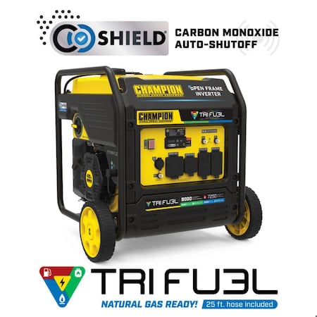 Champion Power Equipment 201176 - Portable Generator, Gasoline/Natural Gas/Propane, Electric, Recoil Start, 120/240 V AC