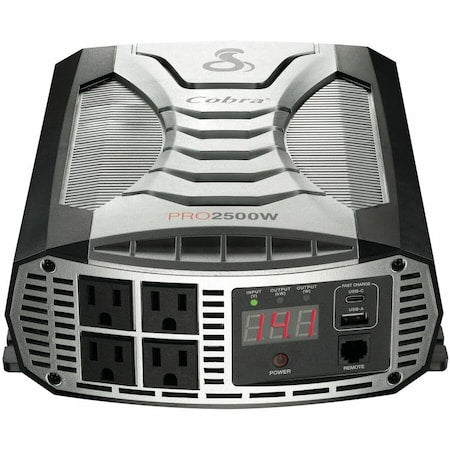 Cobra CPI2500W - Power Inverter, Modified Sine Wave, 5,000 W Peak, 2,500 W Continuous, 6 Outlets