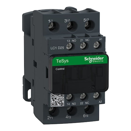 Schneider Electric LC1D25G7 - IEC Magnetic Contactor, 1 NC/1 NO, 120 V AC, 3 P, Non-Reversing, Screw Clamp