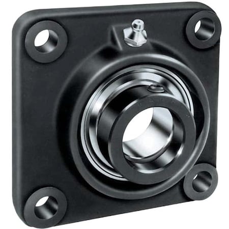 Timken RCJC1 - 4 Holes, Square Housing, Flange Mount Bearing, Radial Ball, 1 in Dia, Cast Iron, Set Screw